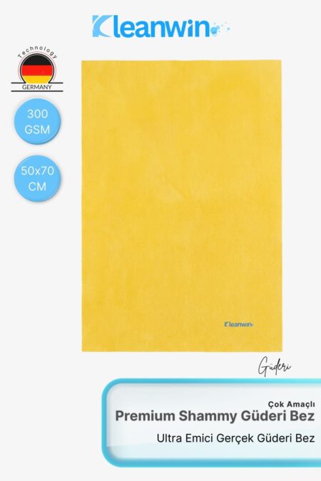 Premium Shammy Güderi Bez 50x70 cm 300 GSM Ultra Emici Oto Kurulama ve Ev Temizlik Bezi